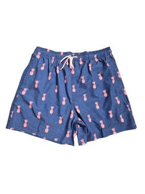 NWOT | Navy Pink Pineapple Print Swim Shorts Zipper Side Pockets & Back Pocket |